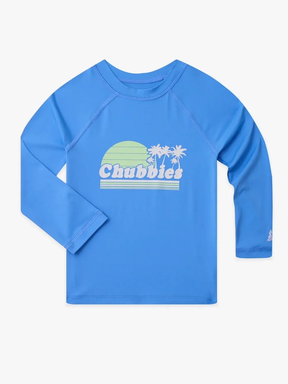 chubbies Blue Long-Sleeve Kids Rashguard with Retro Palm Graphic